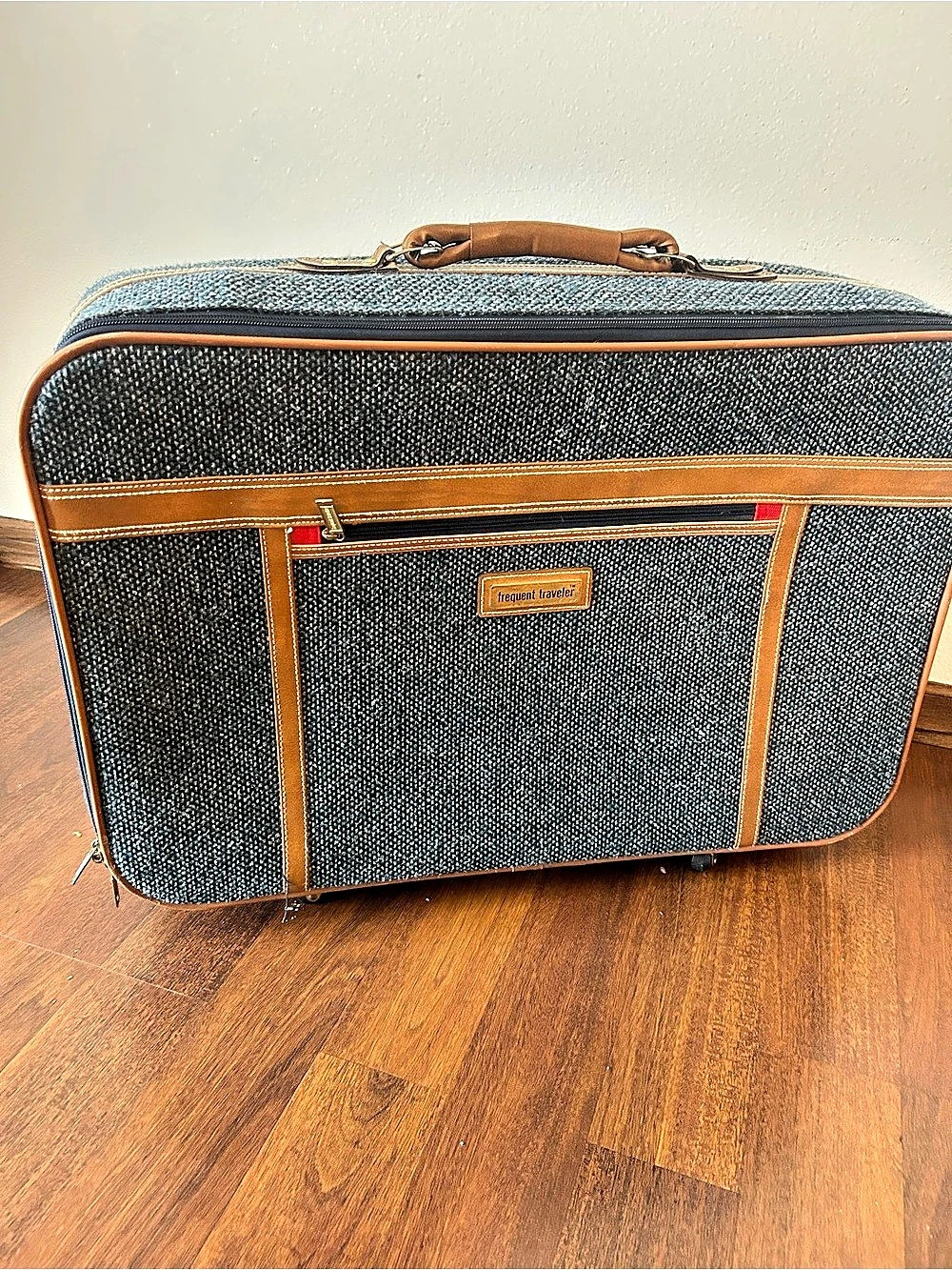 Vintage Frequent Traveler suitcase Blue & Brown Travel Case